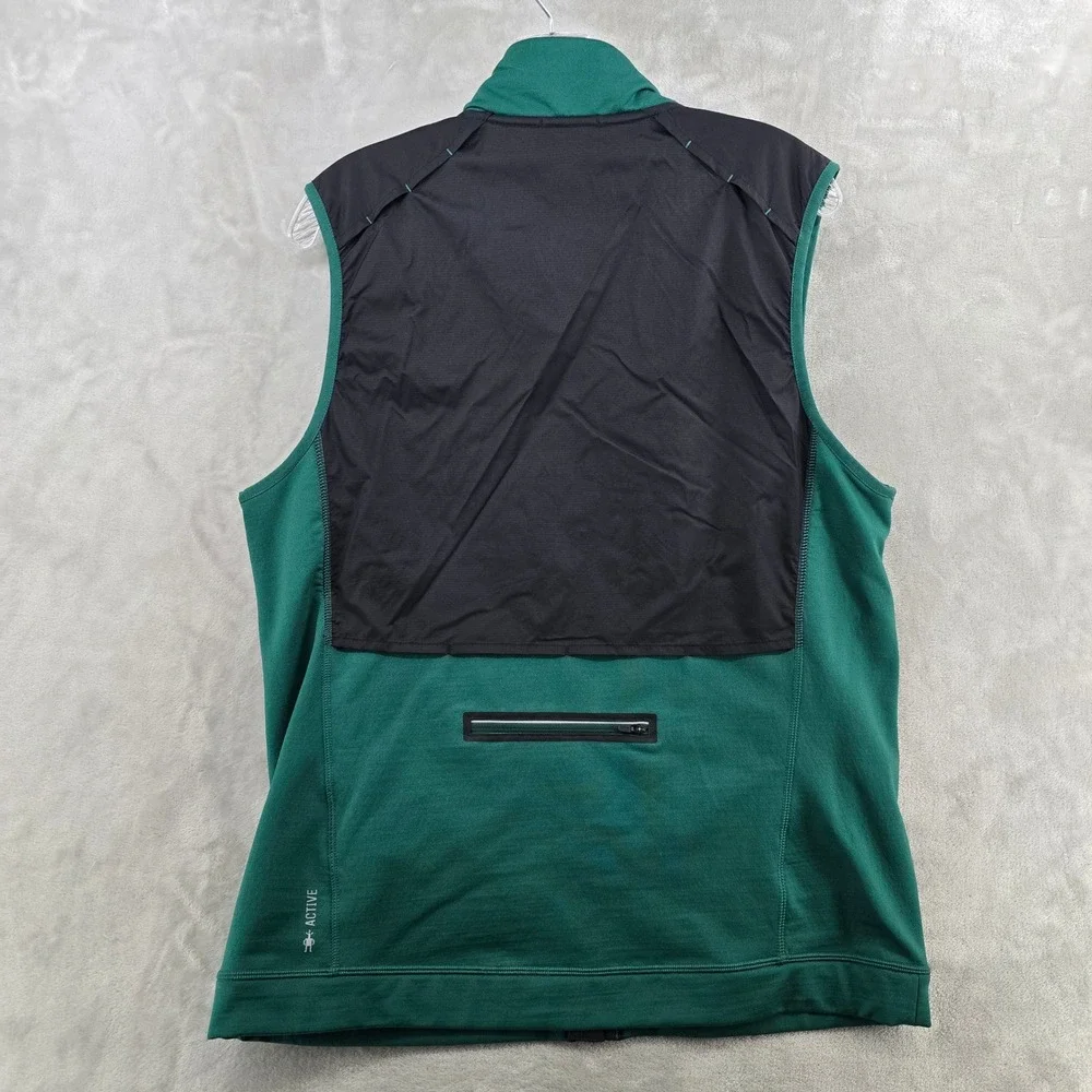 Smartwool active Wind Vest‎ Mens Medium Green Merino Wool Full Zip Active Layer